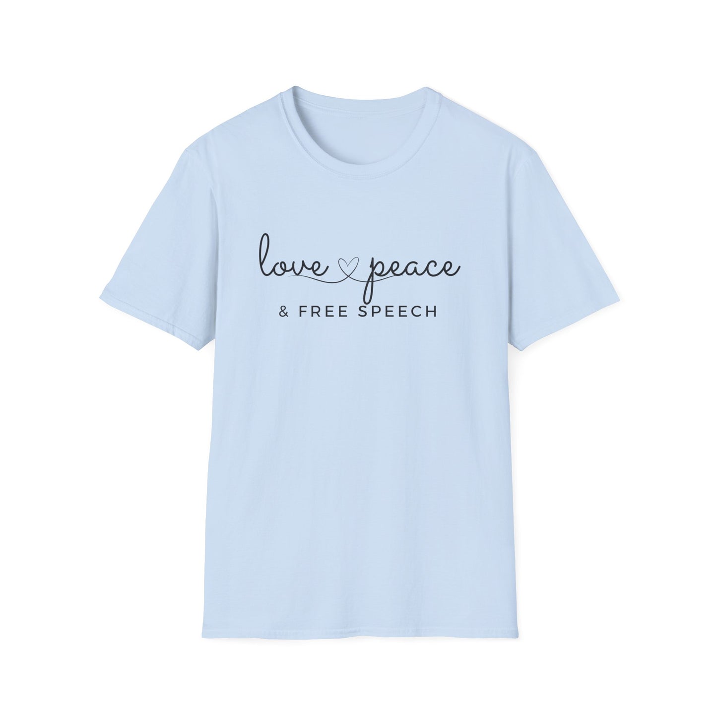 Love, Peace & Free Speech Soft-style Tee