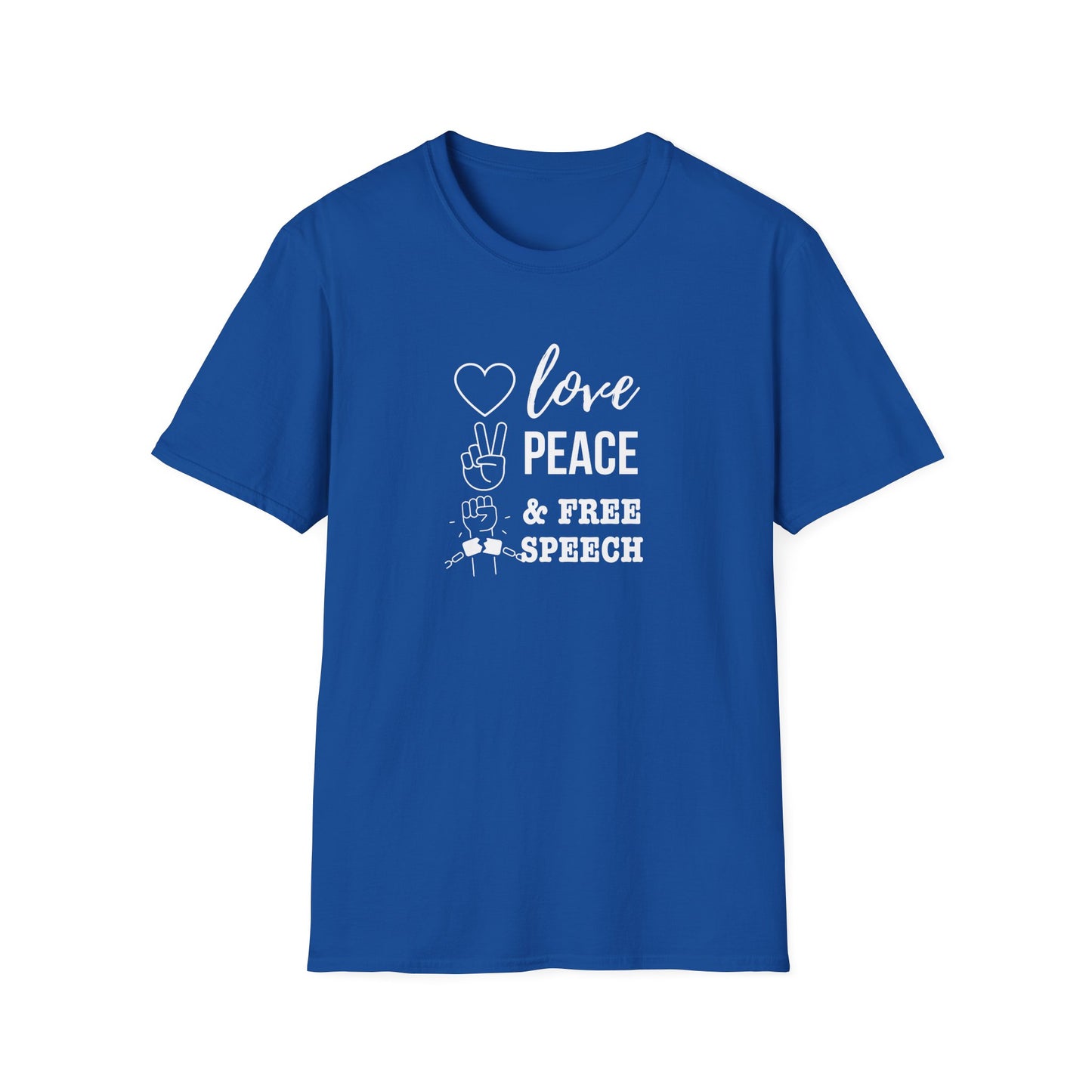 Love, Peace & Free Speech Soft-style Tee
