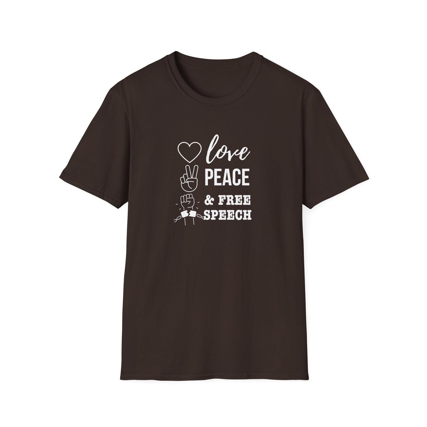 Love, Peace & Free Speech Soft-style Tee