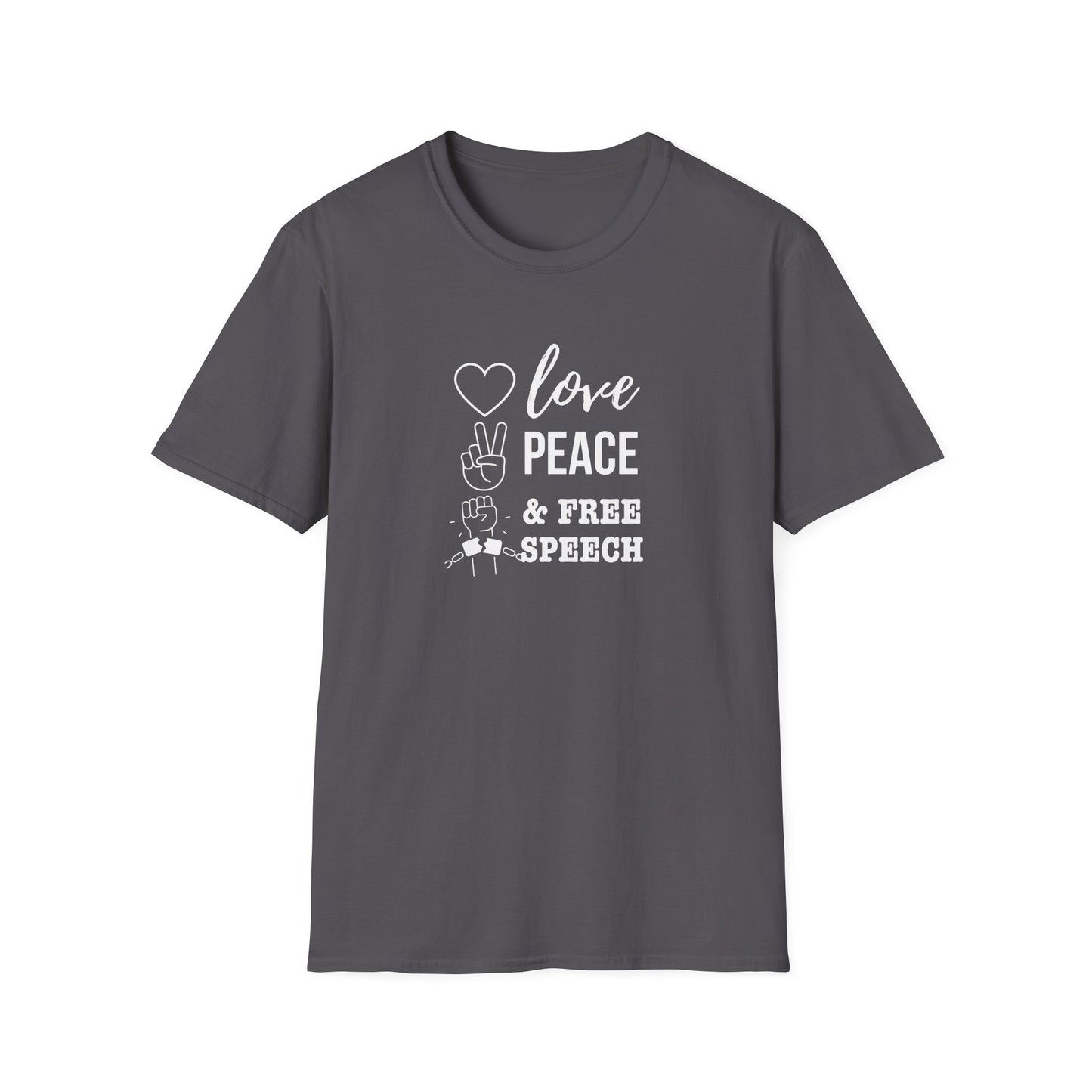 Love, Peace & Free Speech Soft-style Tee
