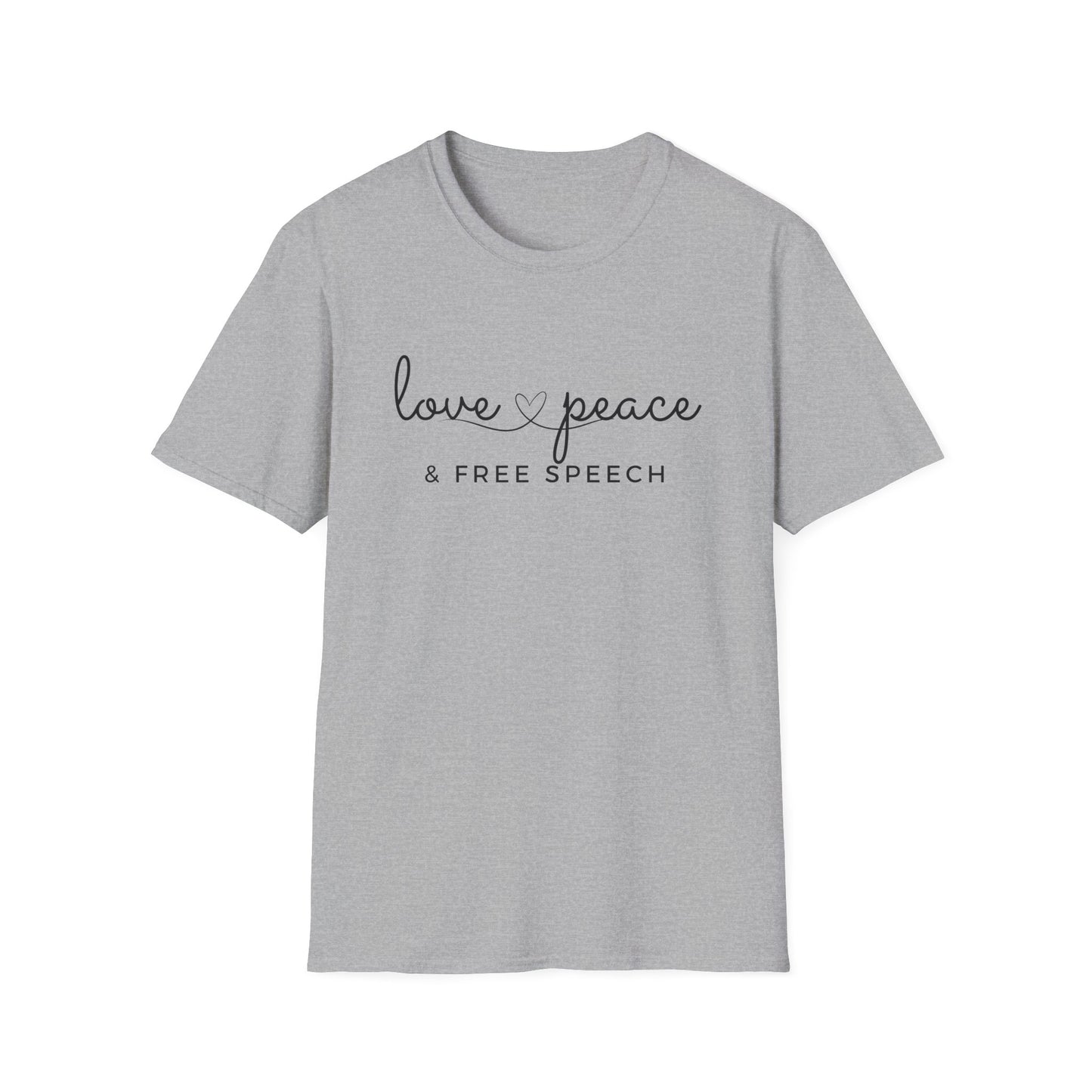 Love, Peace & Free Speech Soft-style Tee