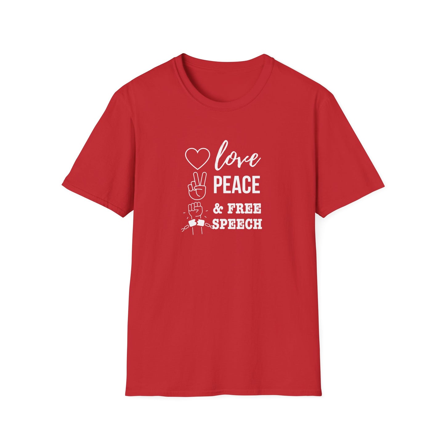 Love, Peace & Free Speech Soft-style Tee