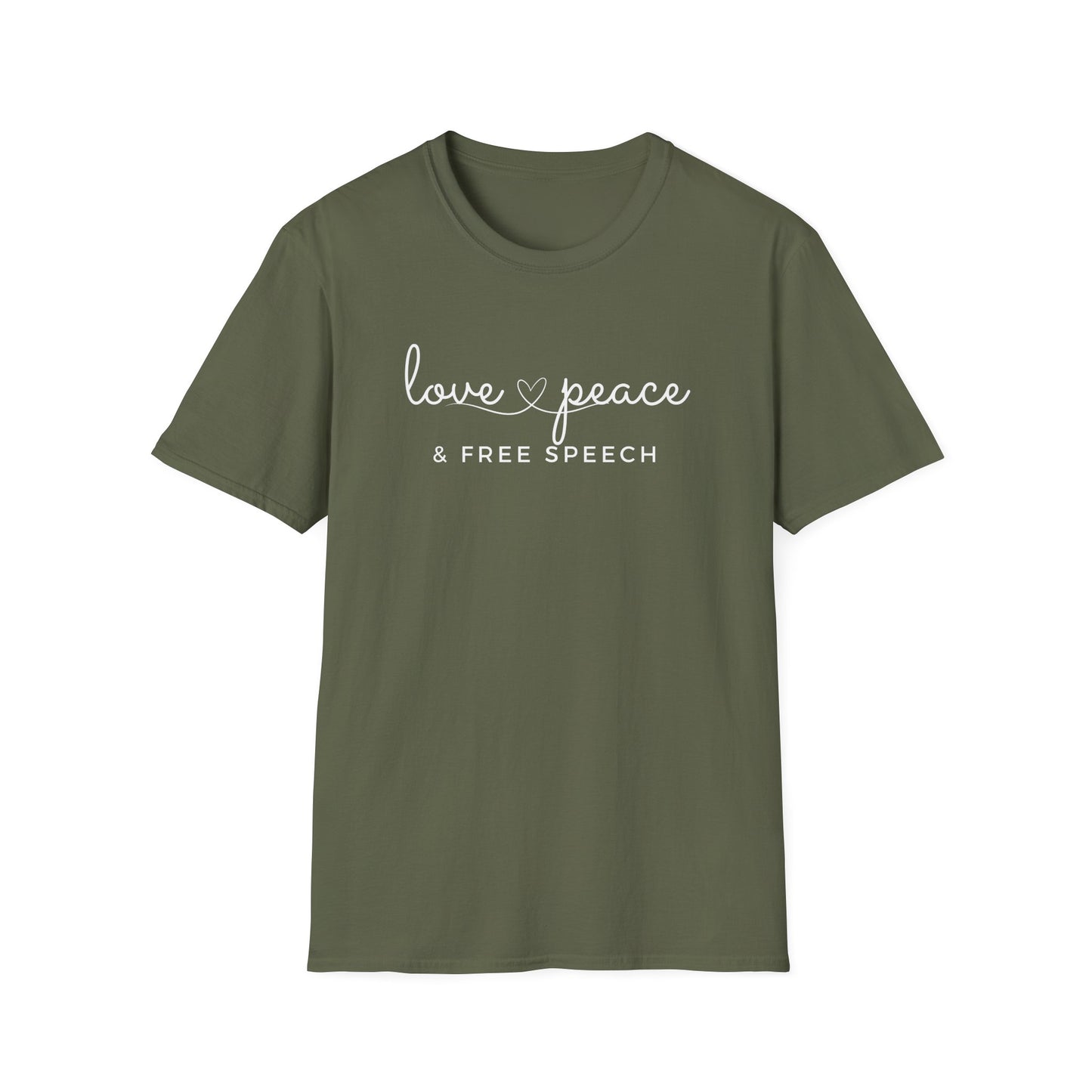 Love, Peace & Free Speech Soft-style Tee