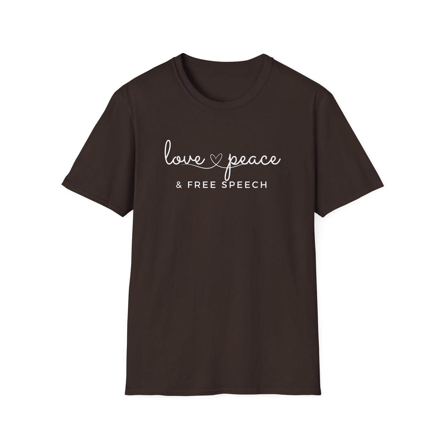 Love, Peace & Free Speech Soft-style Tee