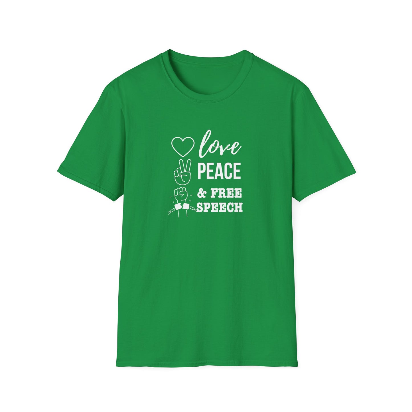 Love, Peace & Free Speech Soft-style Tee