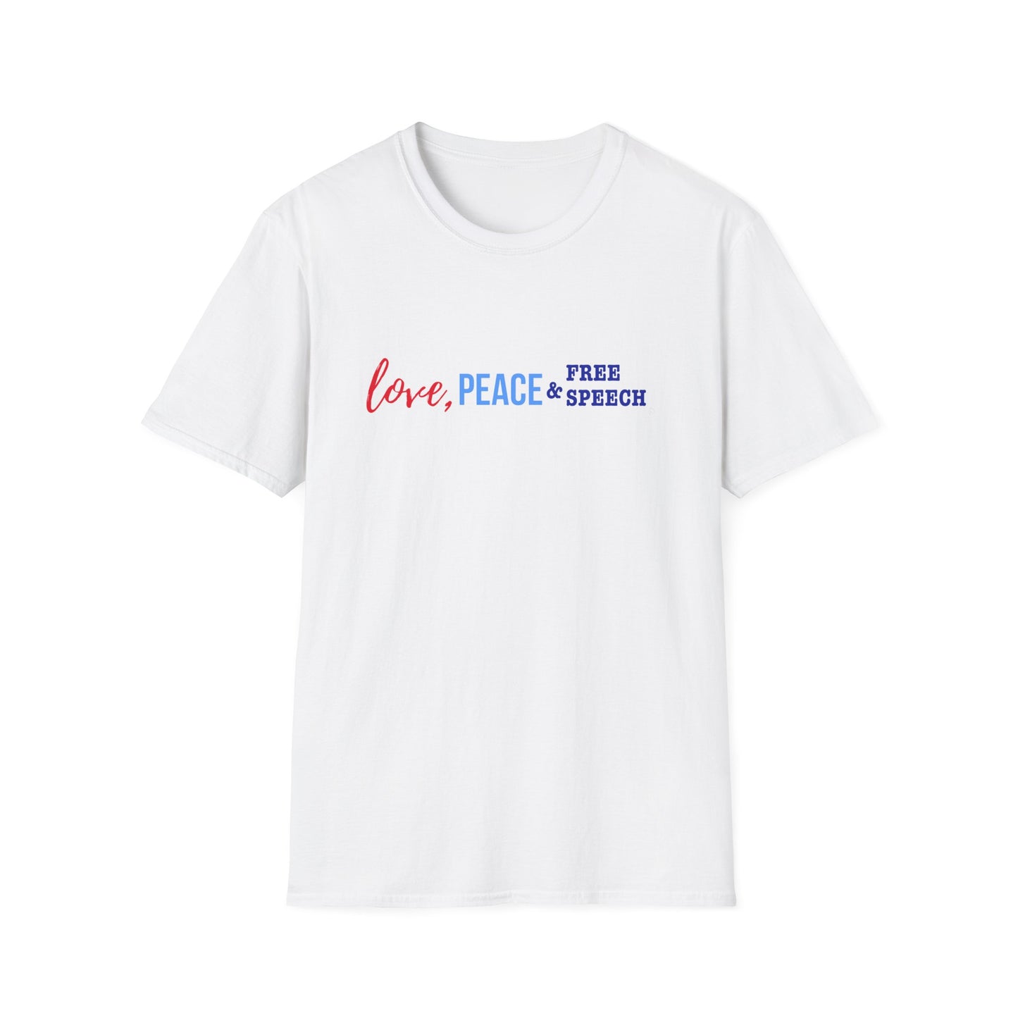 Love, Peace & Free Speech Soft-style Tee