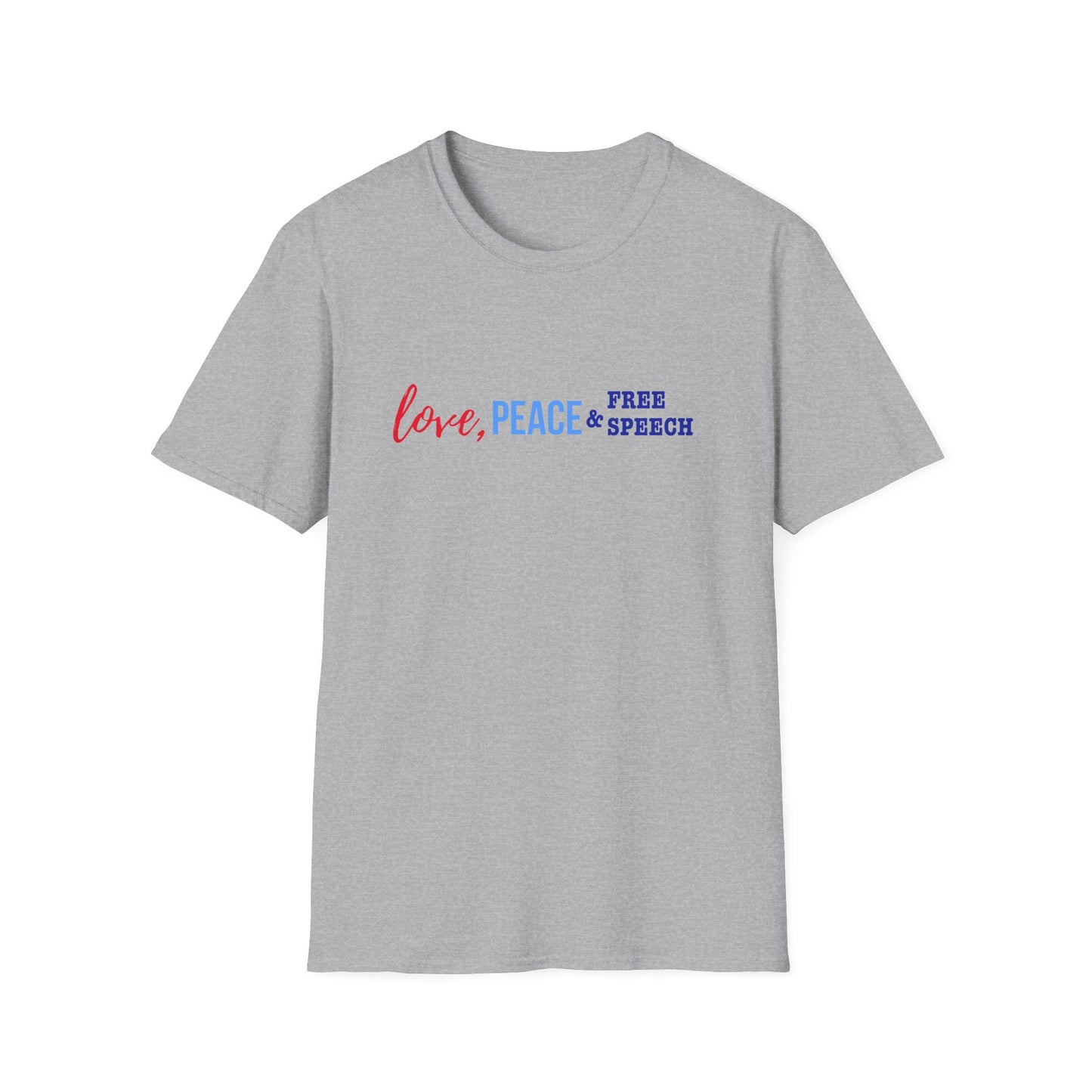 Love, Peace & Free Speech Soft-style Tee