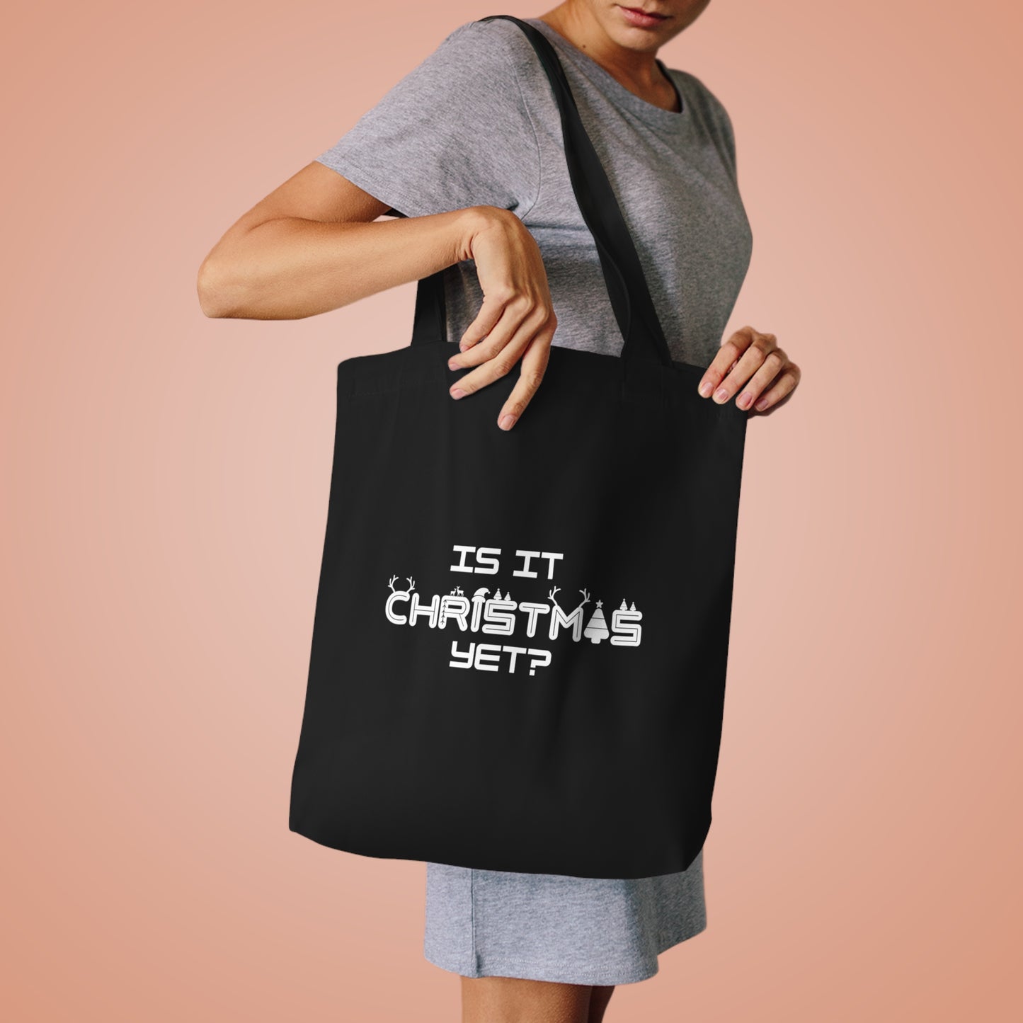 Is It Christmas Yet Tote Bag in Black