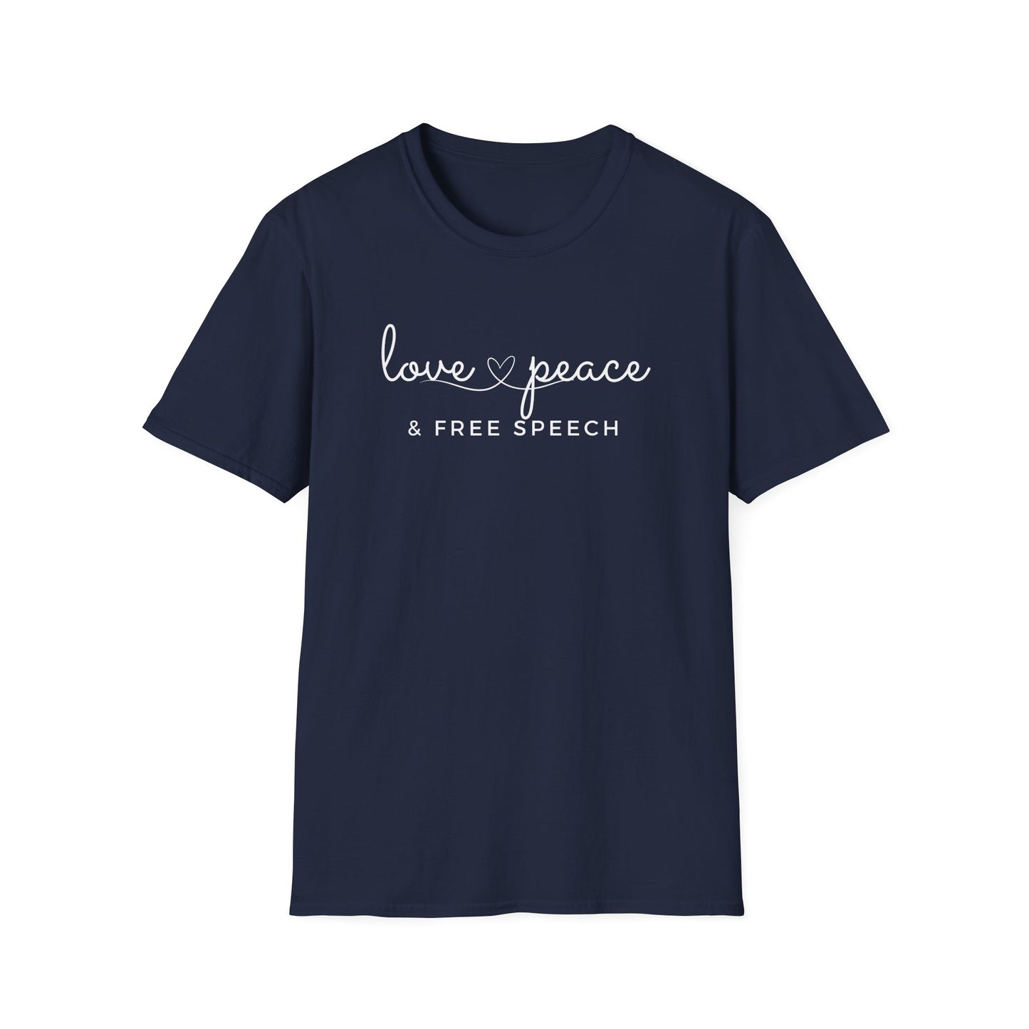 Love, Peace & Free Speech Soft-style Tee