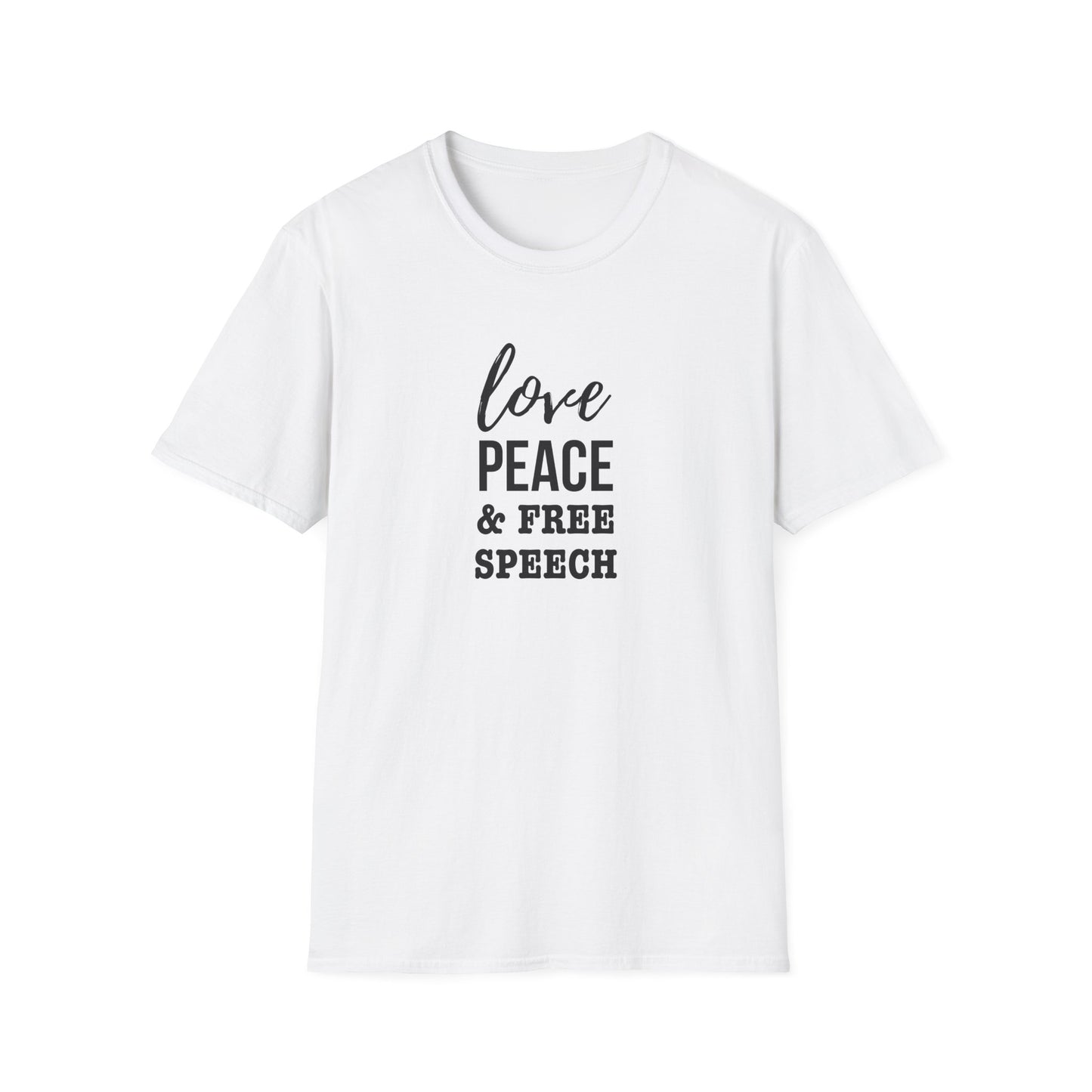 Love, Peace & Free Speech Soft-style Tee