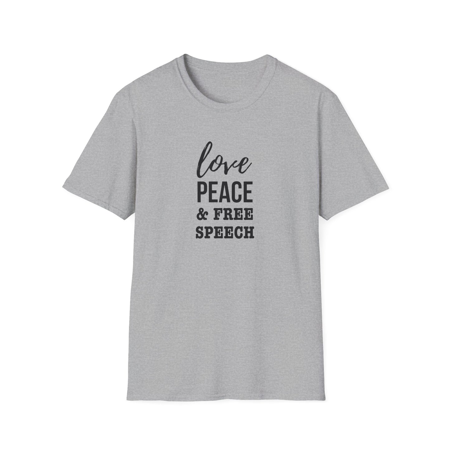 Love, Peace & Free Speech Soft-style Tee