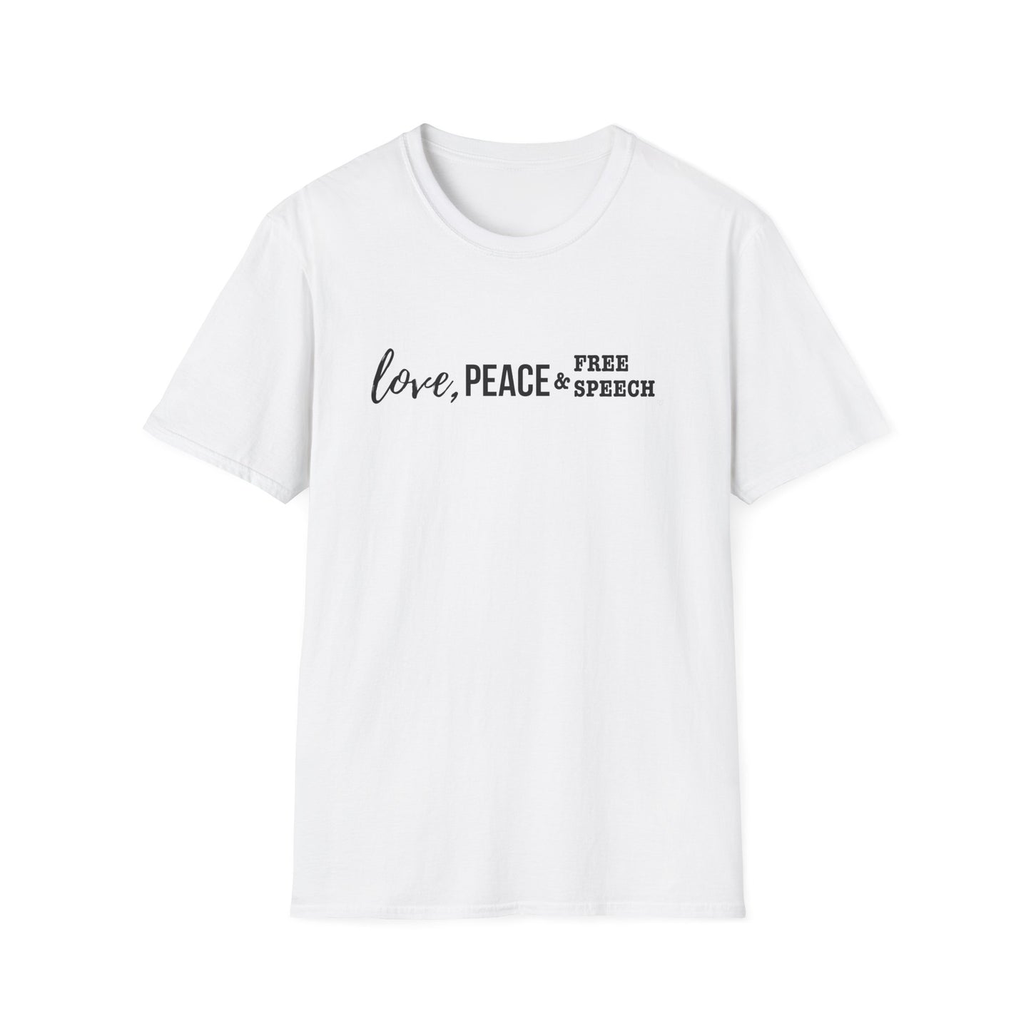 Love, Peace & Free Speech Soft-style Tee