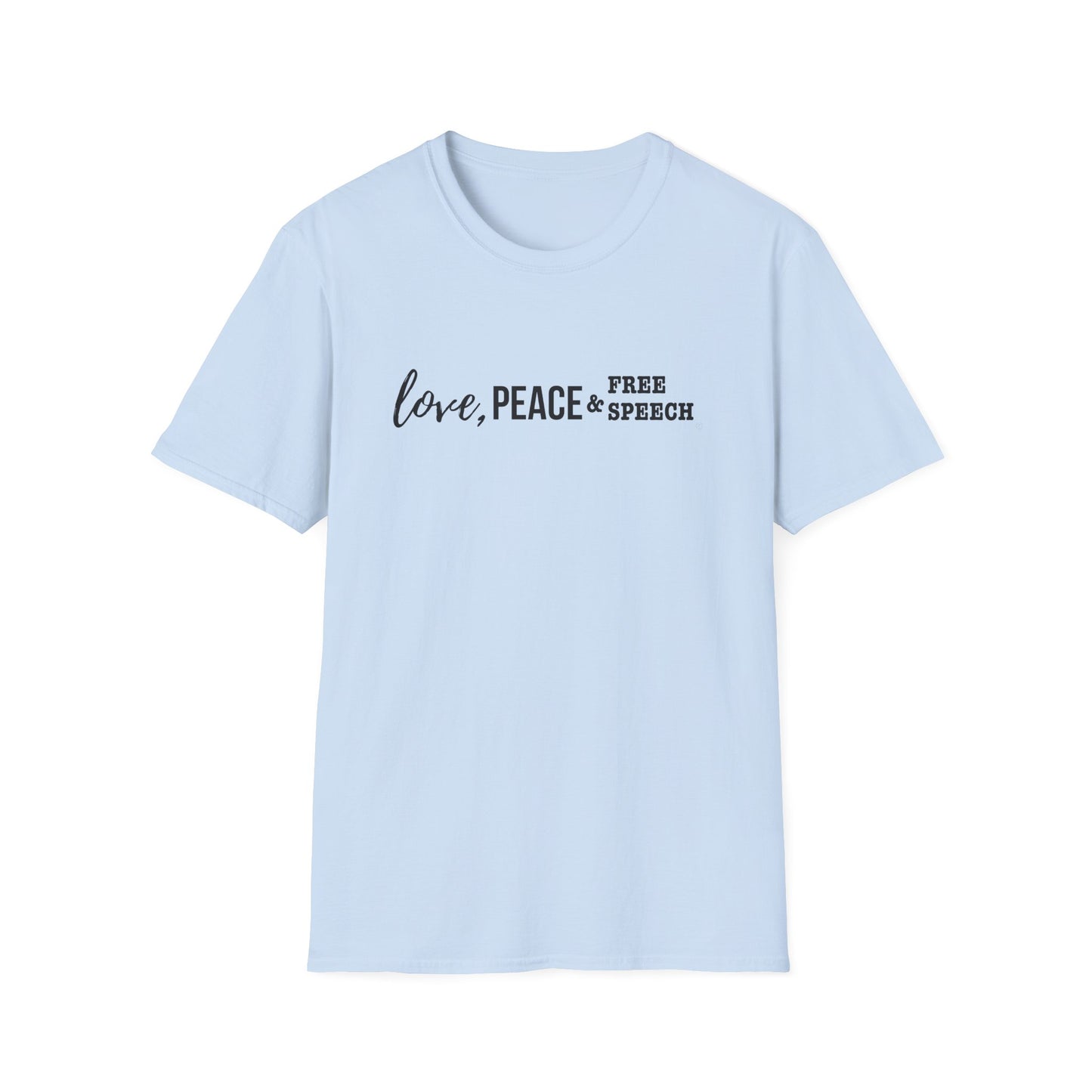 Love, Peace & Free Speech Soft-style Tee