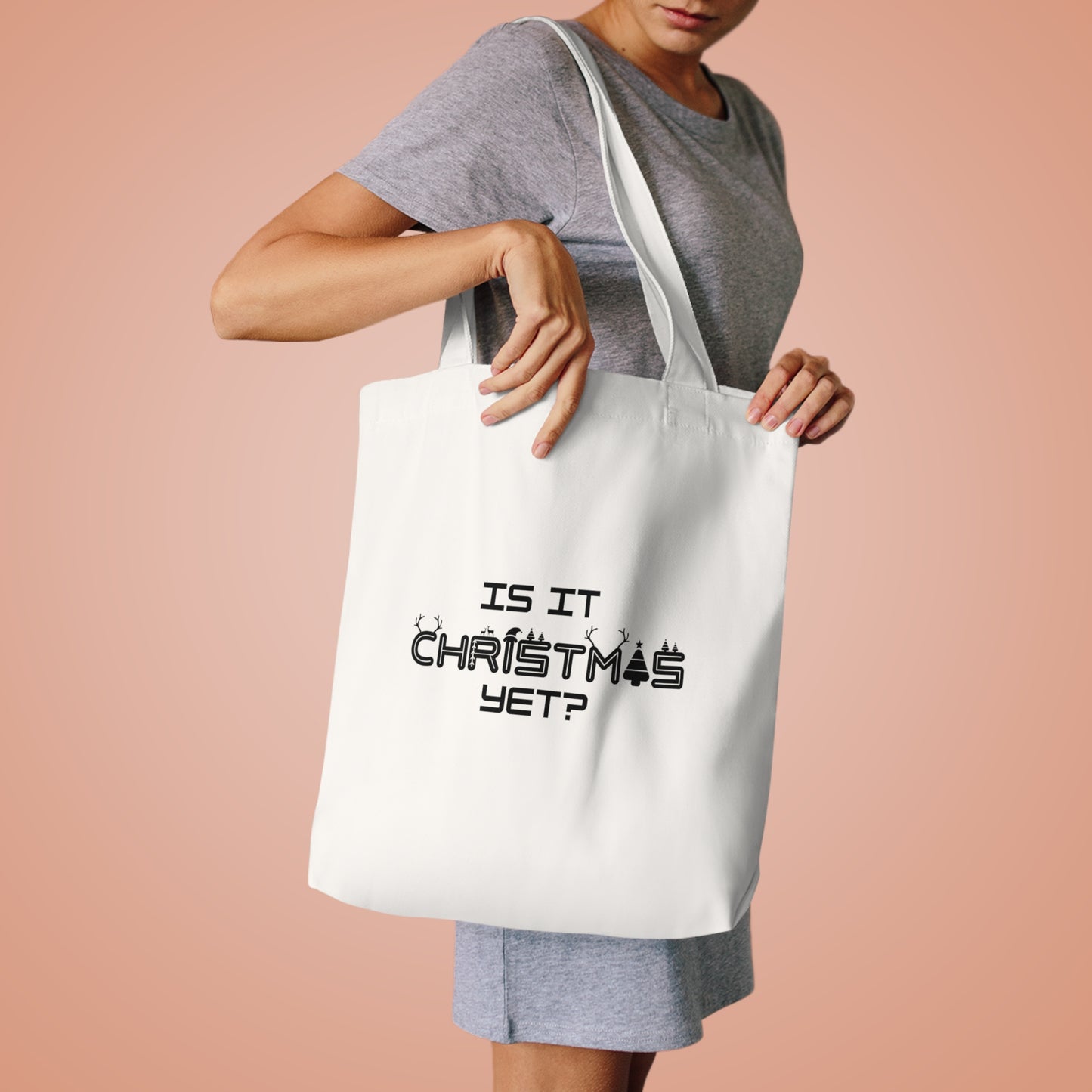 Is It Christmas Yet Tote Bag in Cream